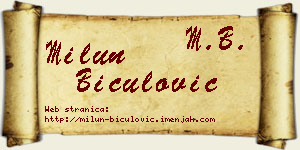 Milun Biculović vizit kartica